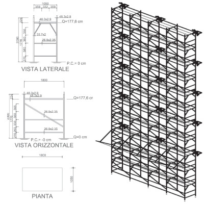 Geometry and FEA model of a scaffolding using SW_Frame (vers.3.6.0)